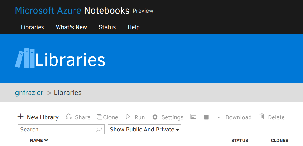 Azure Notebooks New Library